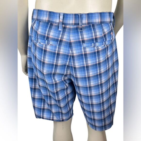 Tommy Bahama Blue Plaid Flat Front Bermuda Shorts Size 34 Like New Condition - Picture 3 of 9